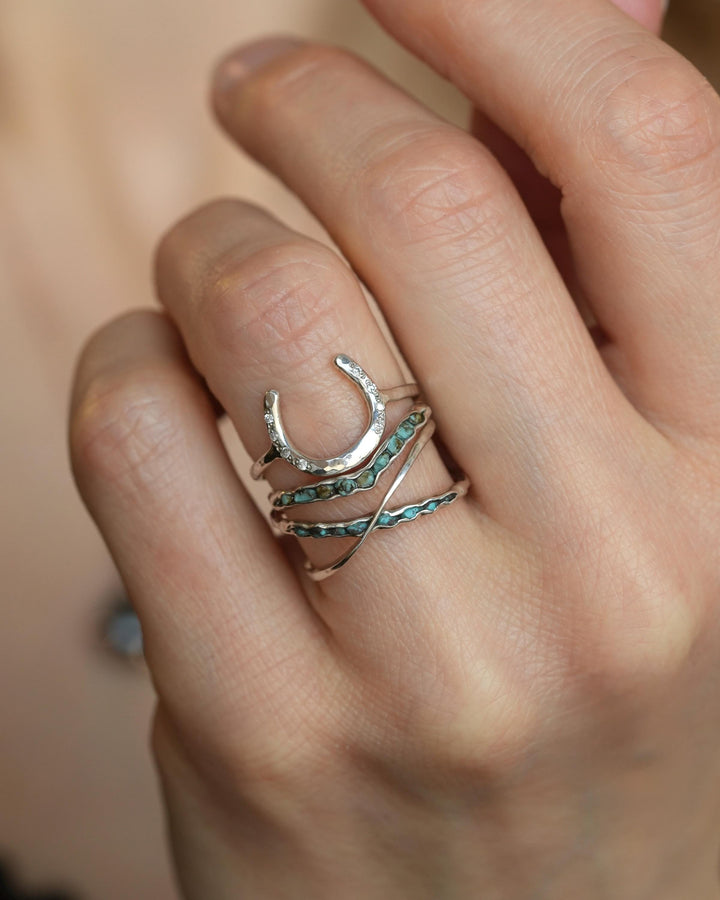 Raw Turquoise X Ring