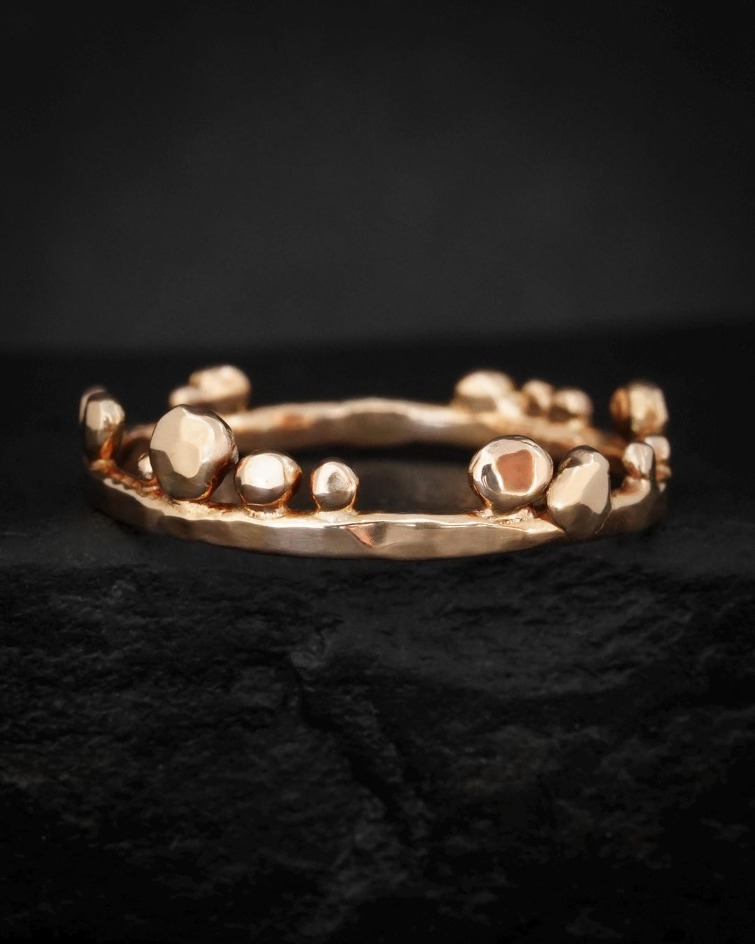 Hammered Crystal Bubble Band Ring