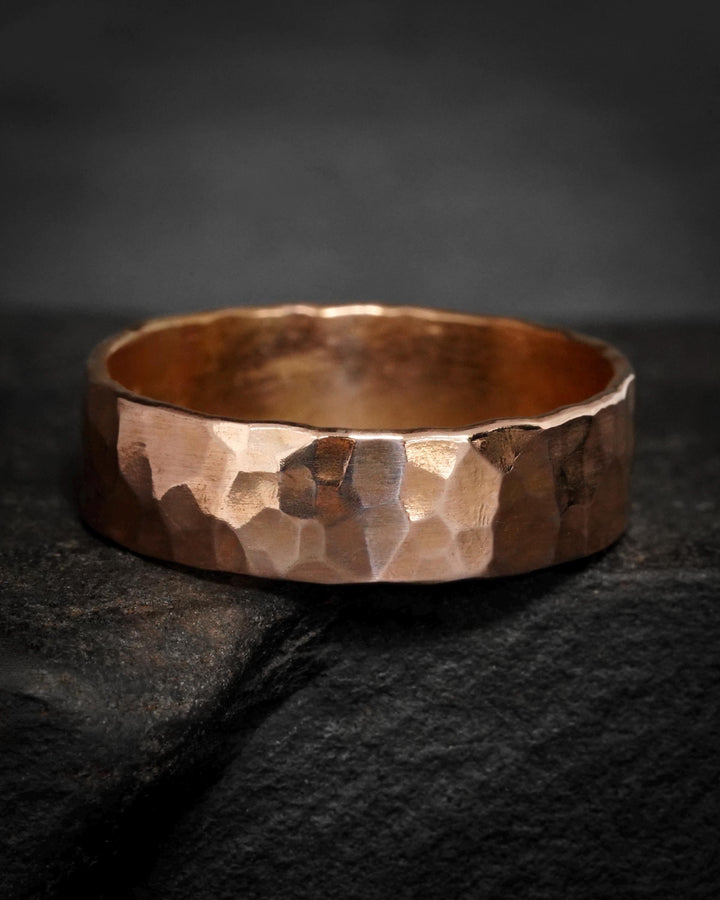5mm Hammered Gold Band Ring