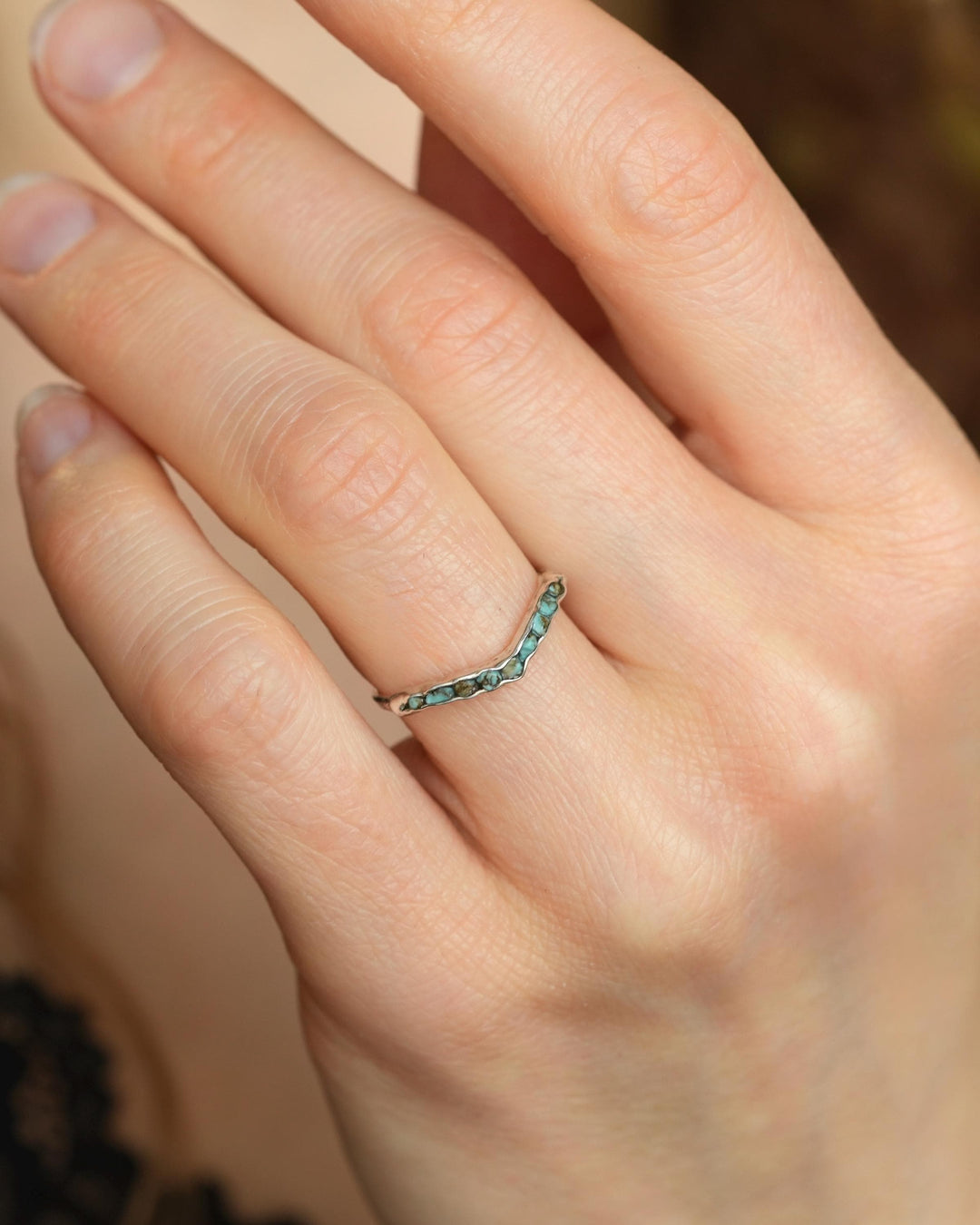 Rustic Rose Gold Turquoise Ring