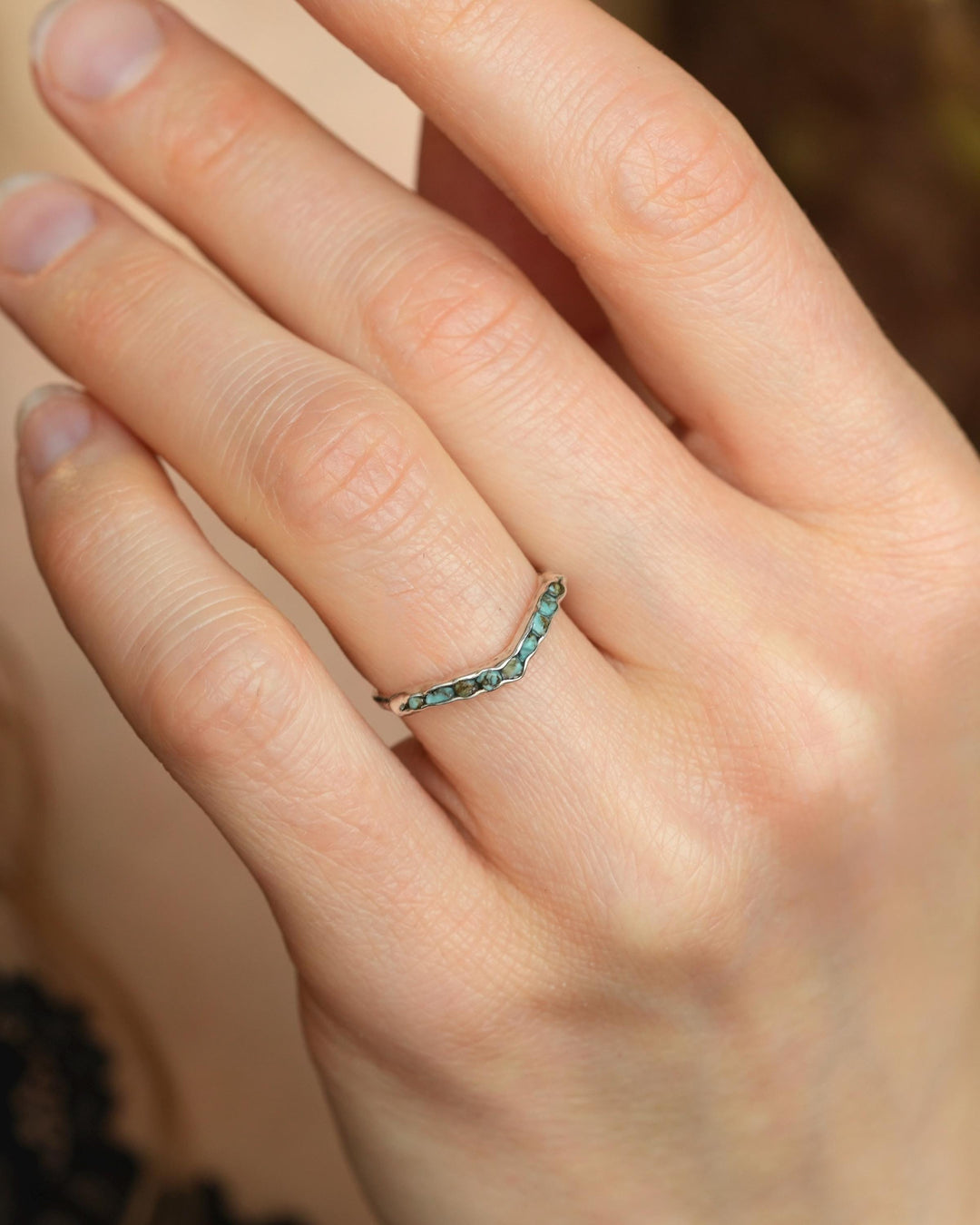 Rustic Rose Gold Turquoise Ring