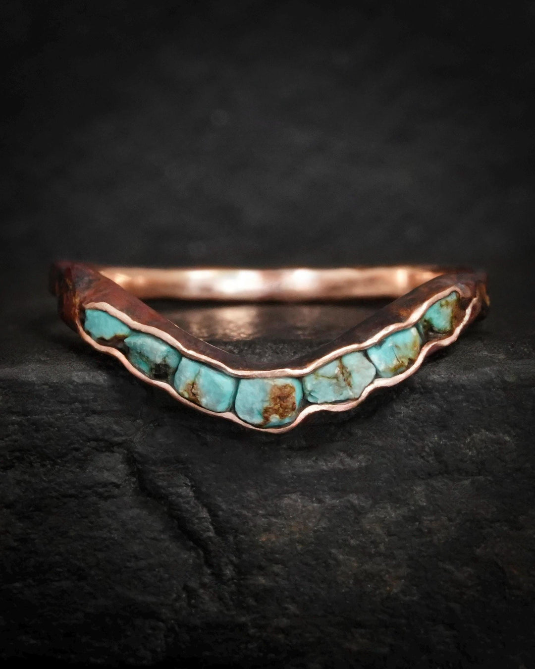 Rustic Rose Gold Turquoise Ring