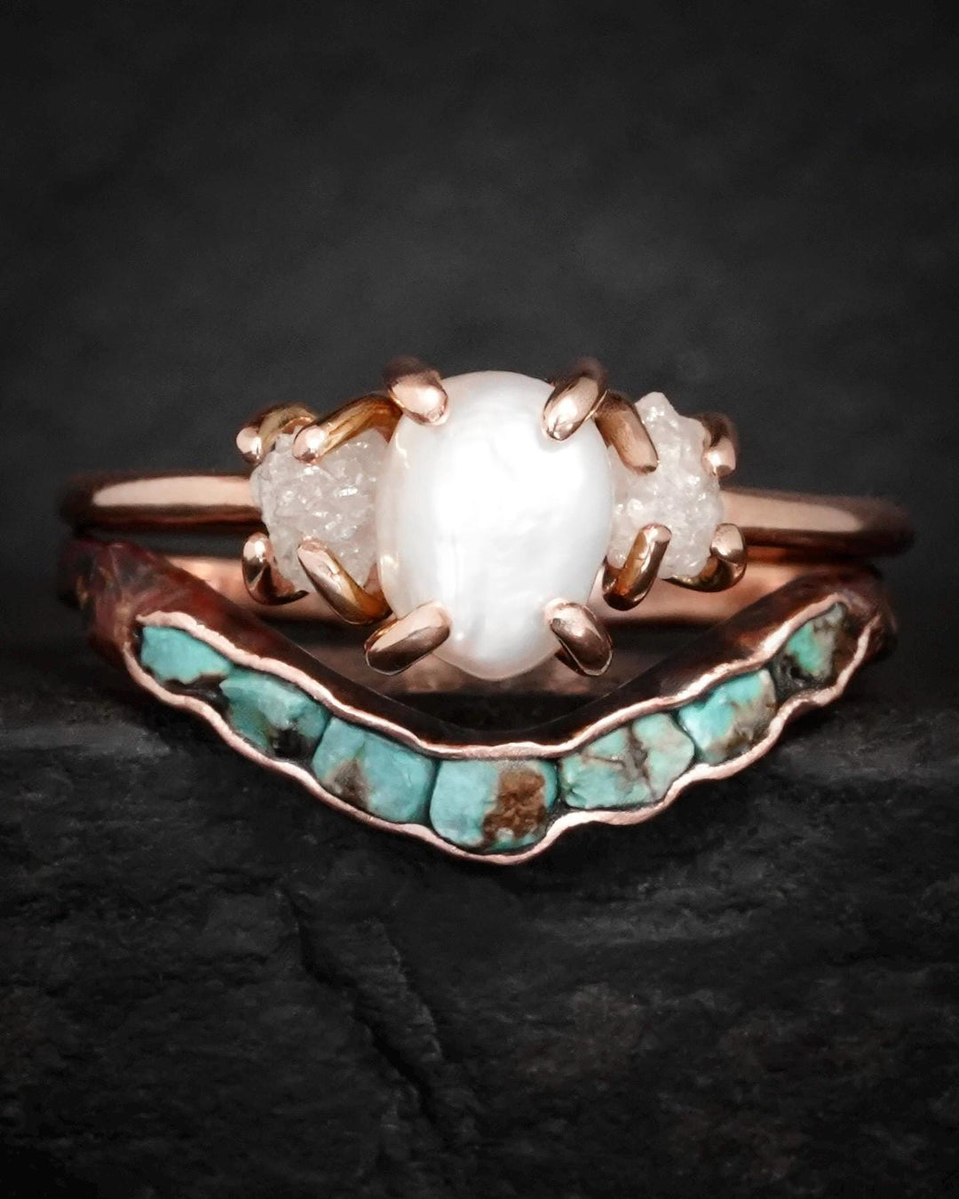 Rustic Rose Gold Turquoise Ring