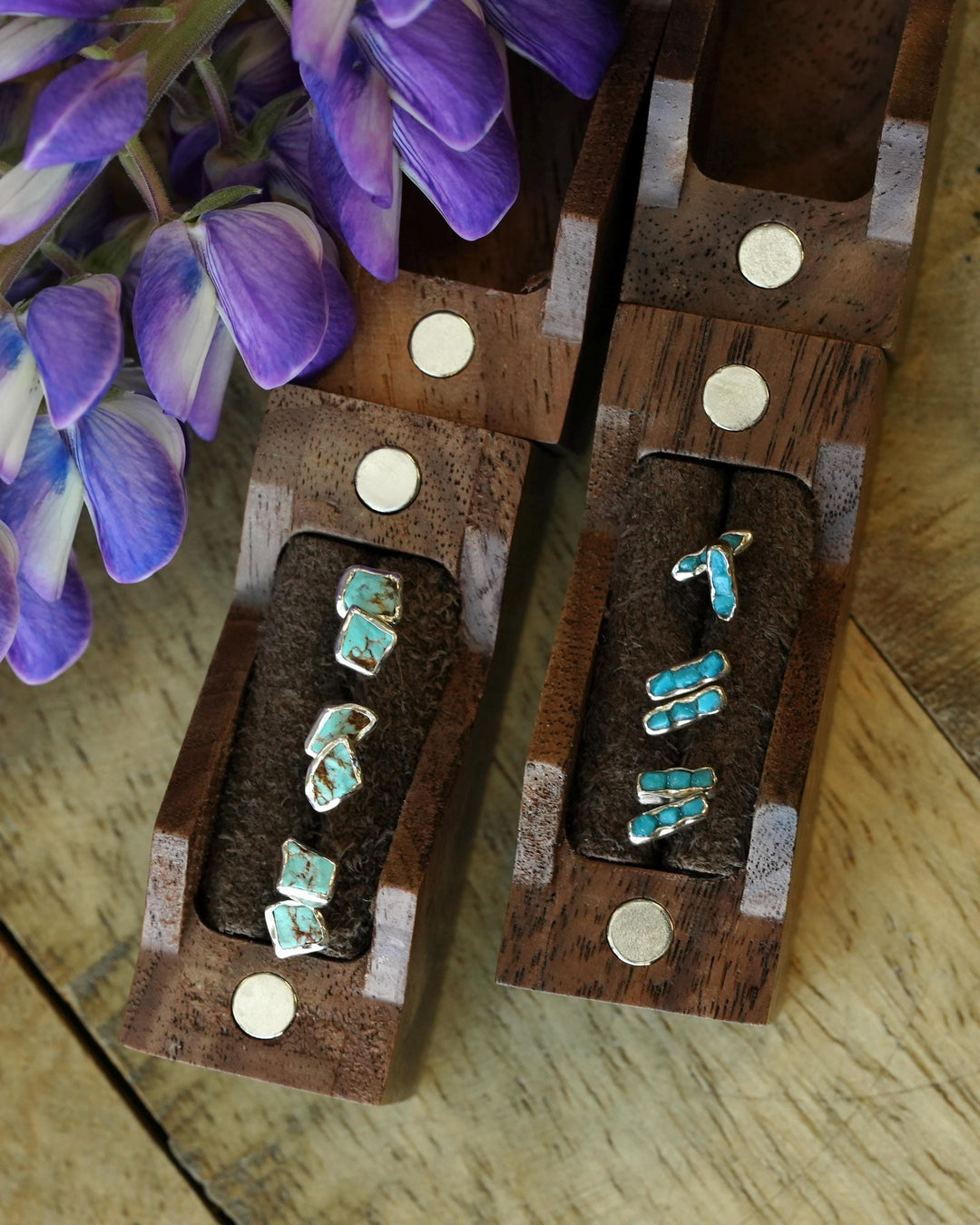 Raw Sleeping Beauty Turquoise Bar Studs