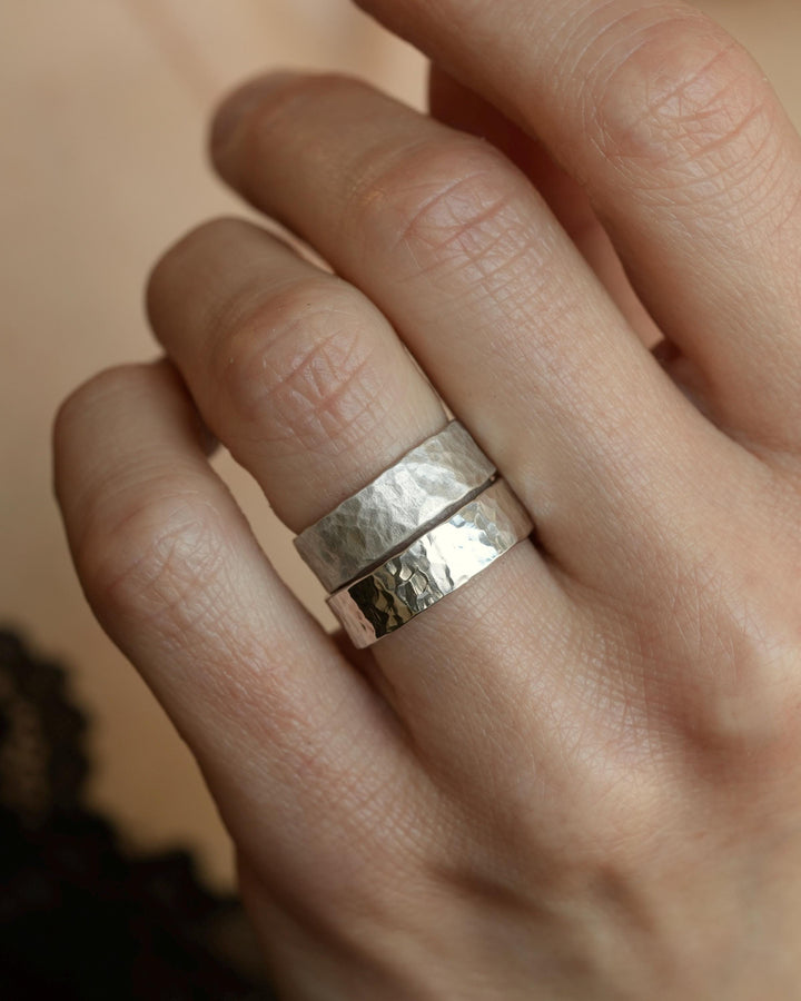 5mm Hammered Silver Band Ring