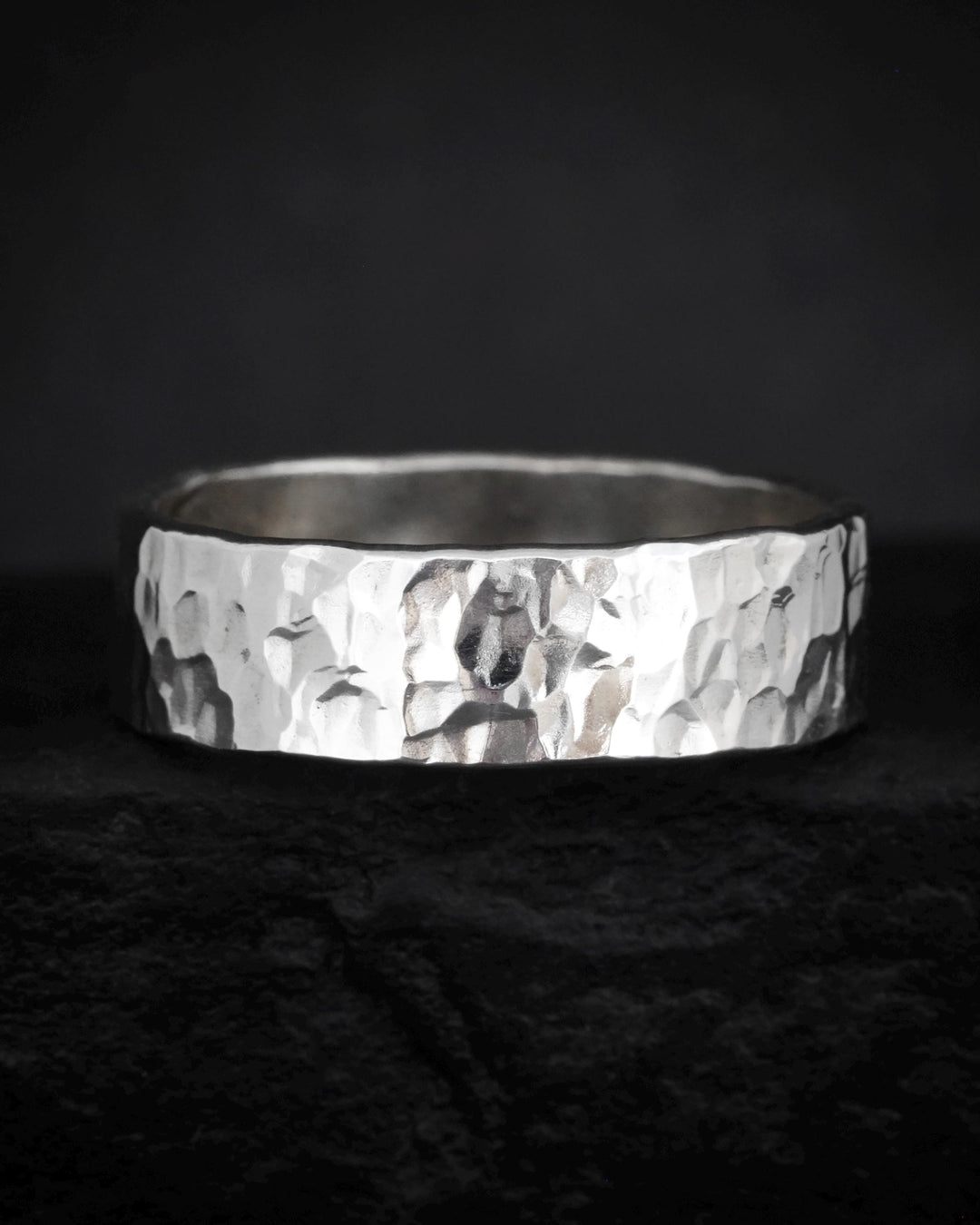 5mm Hammered Silver Band Ring