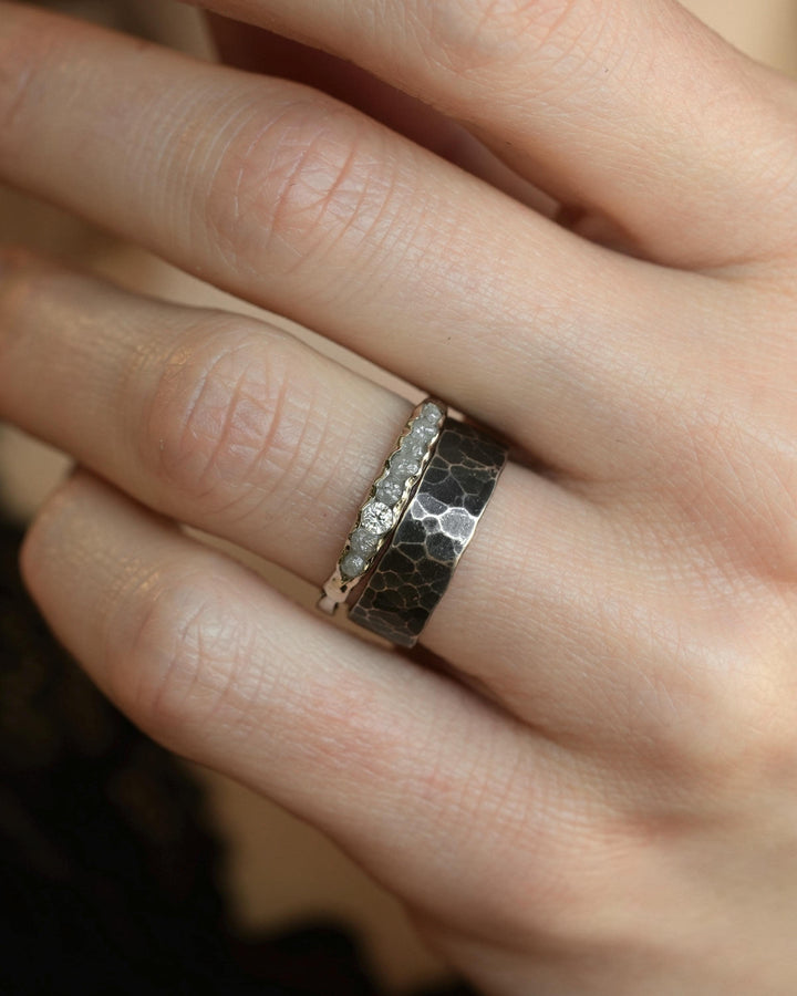 Black Silver Statement Band Ring