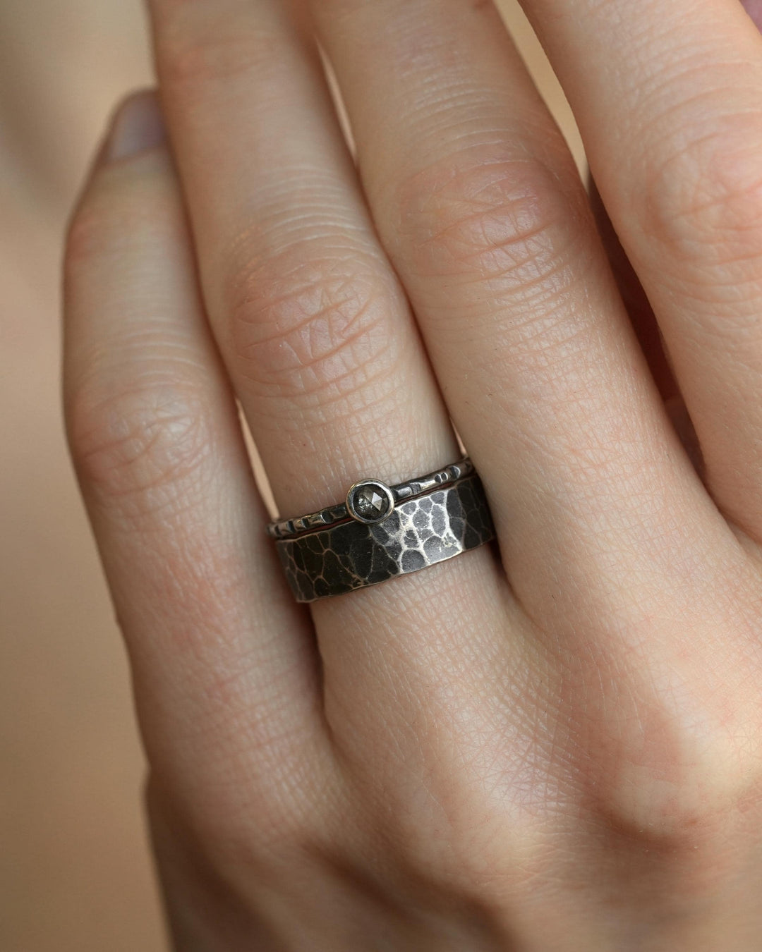 Black Silver Statement Band Ring