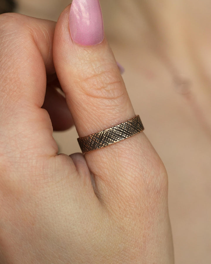 Criss-Cross Textured Band Rings
