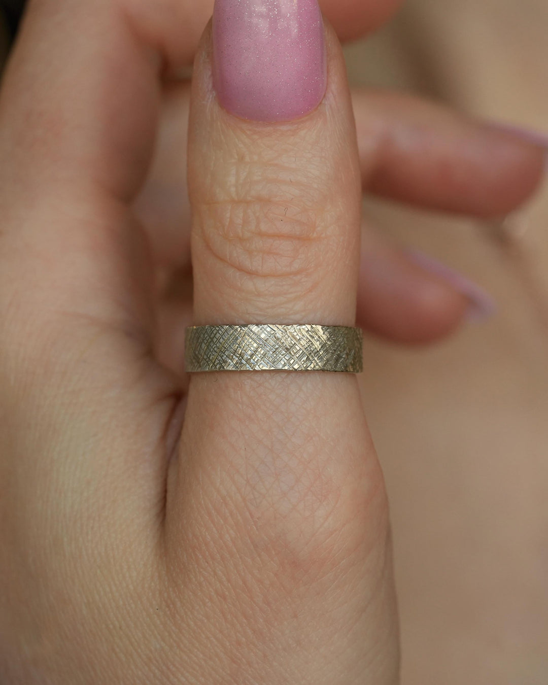 Criss-Cross Textured Band Rings