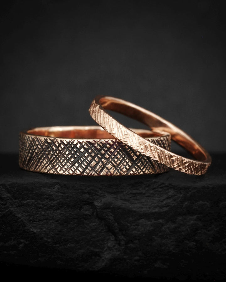 Criss-Cross Textured Band Rings