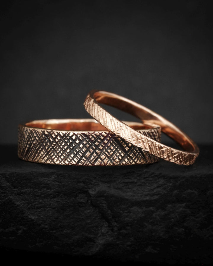 Criss-Cross Textured Band Rings