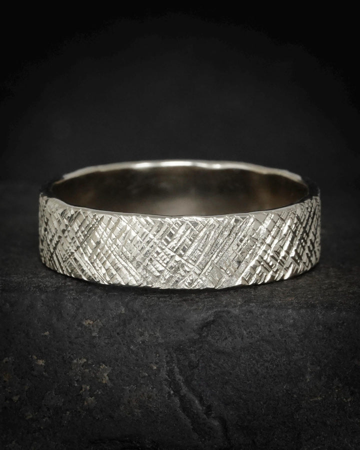 Criss-Cross Textured Band Rings