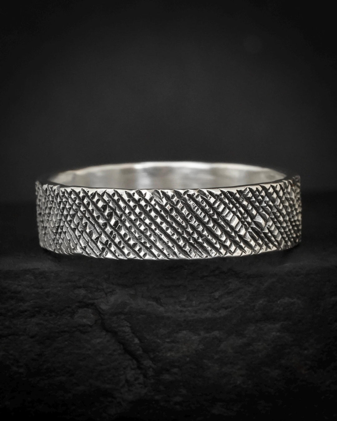 Criss-Cross Textured Band Rings