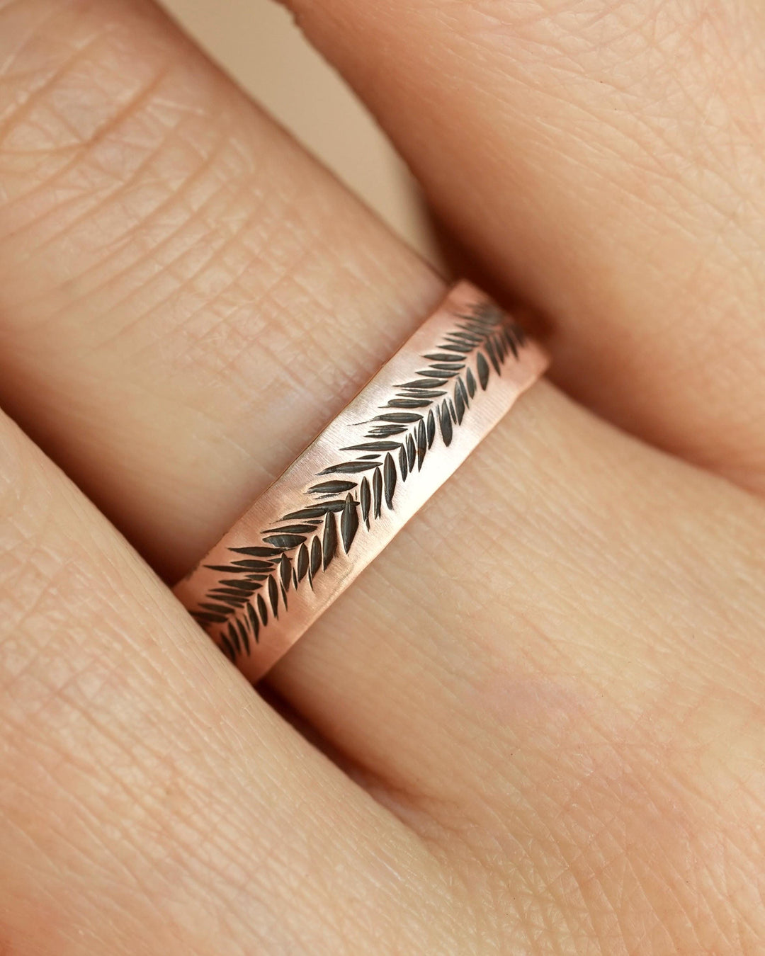 Rose Gold Feather Ring Set