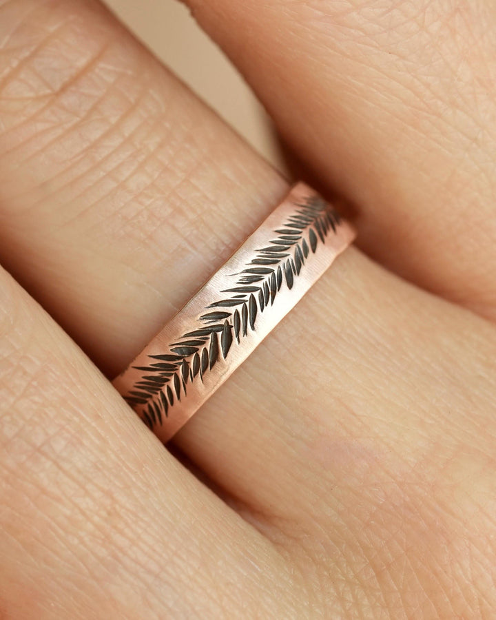 Rose Gold Feather Ring Set