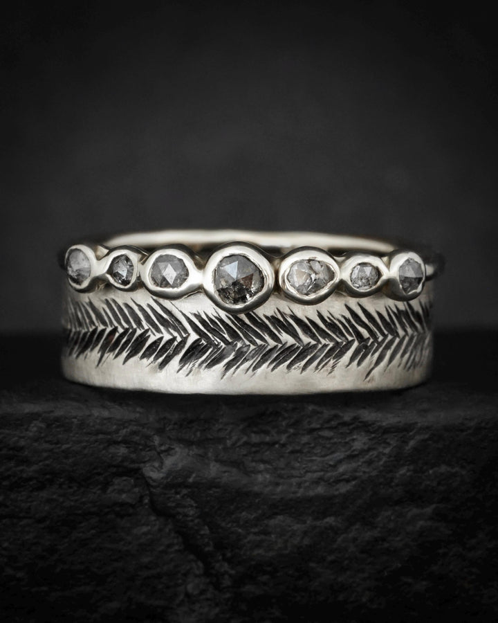 White Gold Feather Band Rings