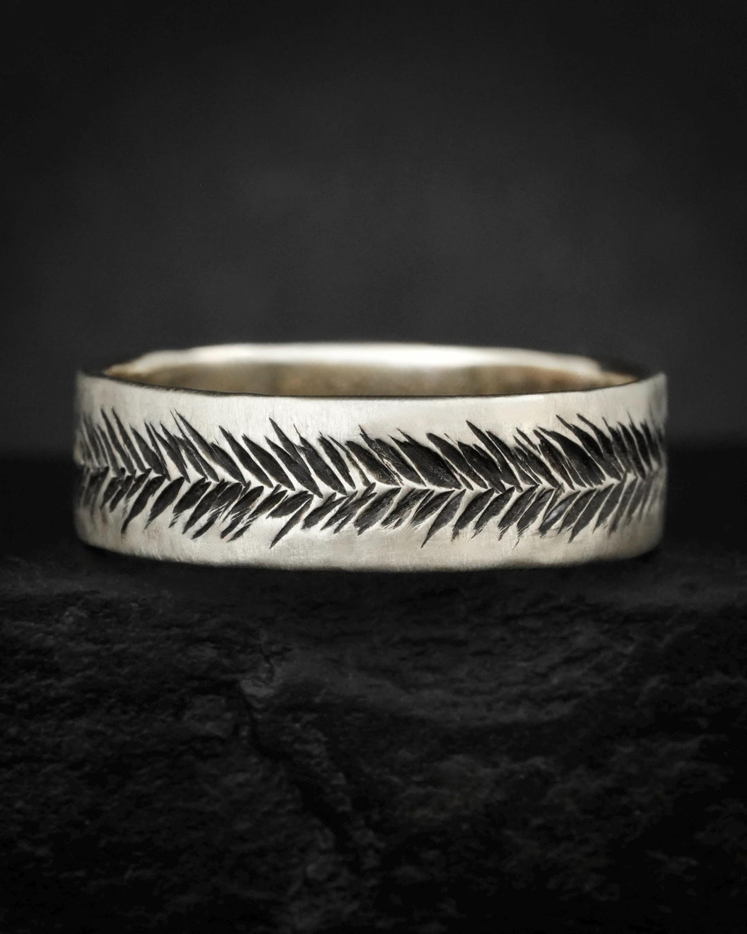 White Gold Feather Band Rings