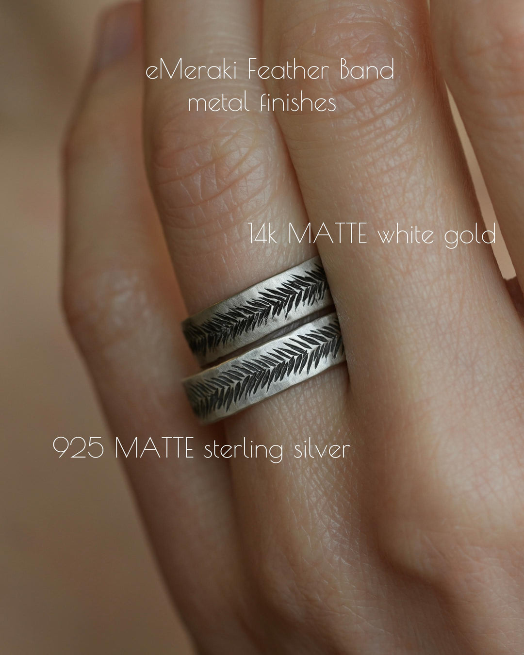 Single White Gold Band or SET of 2