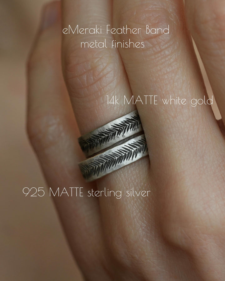 White Gold Feather Band Rings