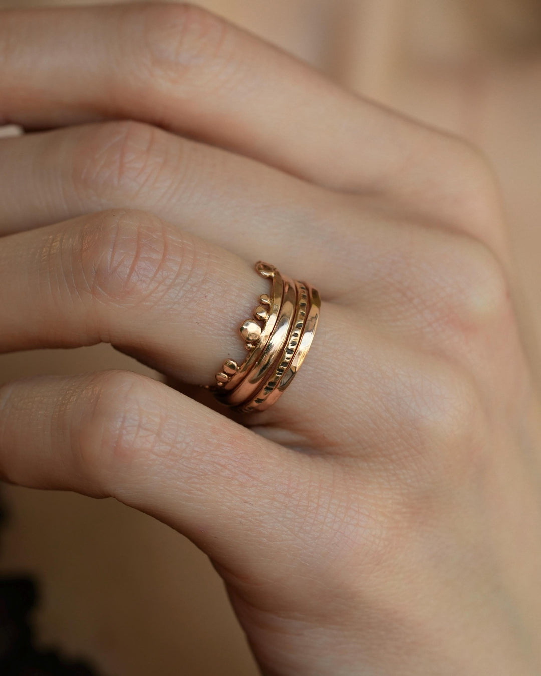 Set of 4 Textured Rings