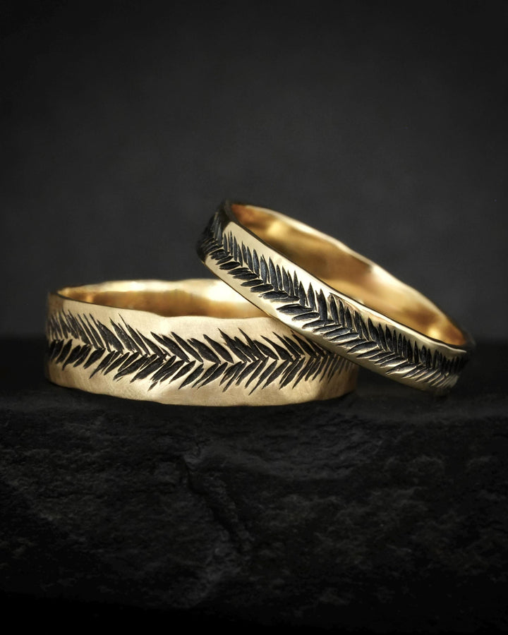 Textured Gold Feather Band Ring