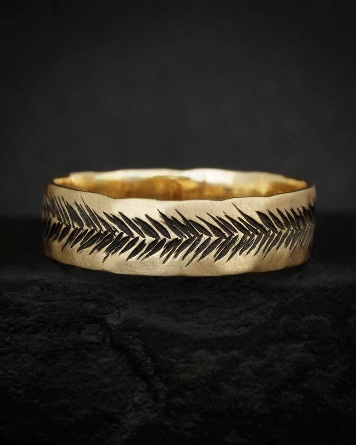 Textured Gold Feather Band Ring