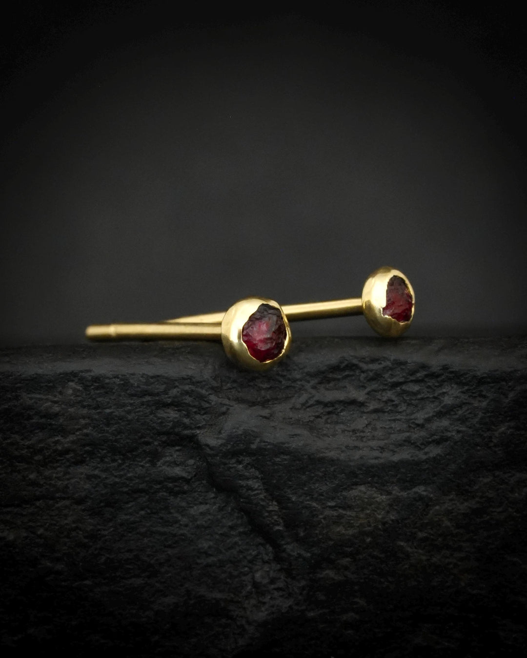 Raw Czech Pyrope Garnet Studs