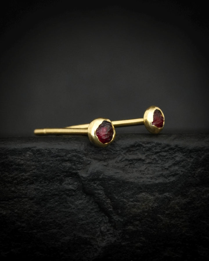 Raw Czech Pyrope Garnet Studs