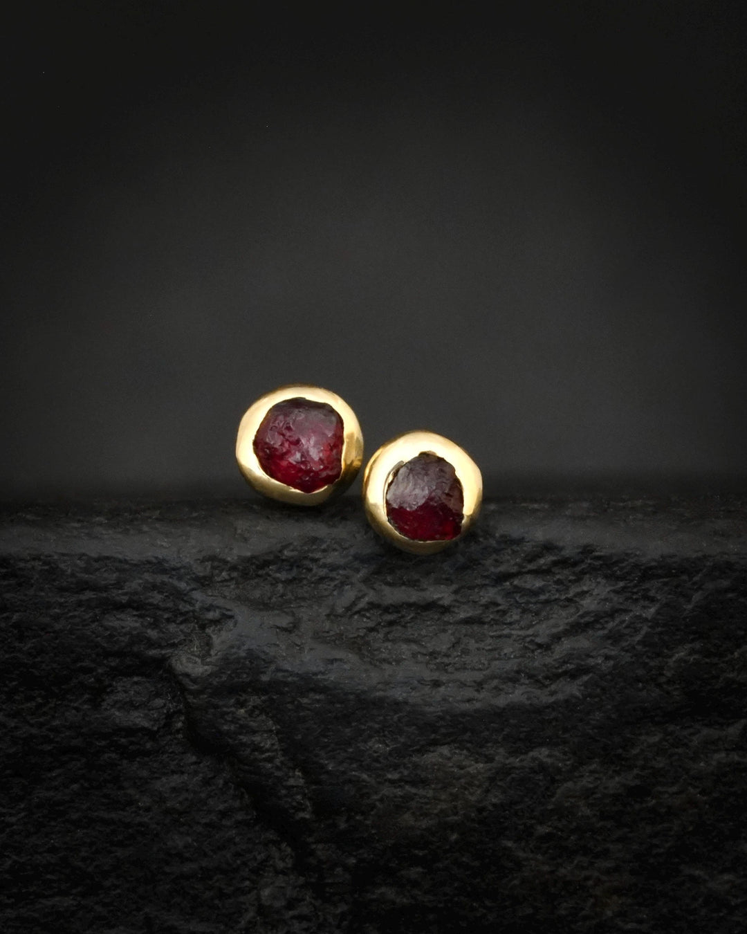 Raw Czech Pyrope Garnet Studs