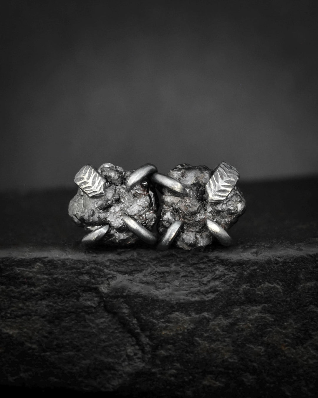Raw Black Diamond Stud Earrings