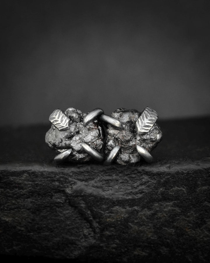 Raw Black Diamond Stud Earrings