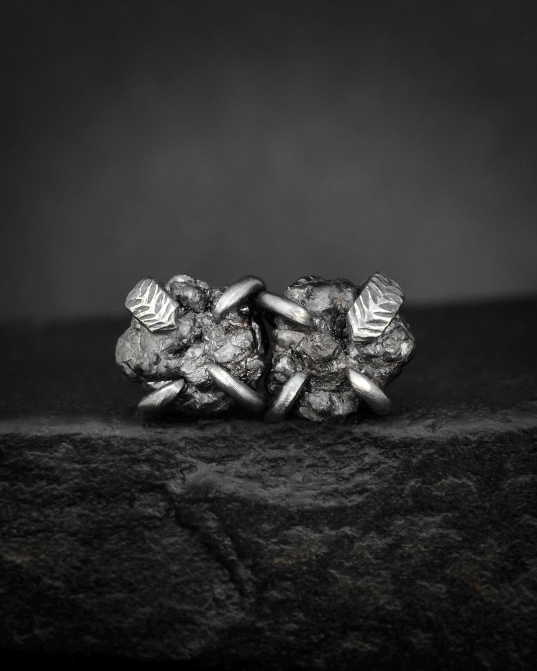 Raw Black Diamond Stud Earrings