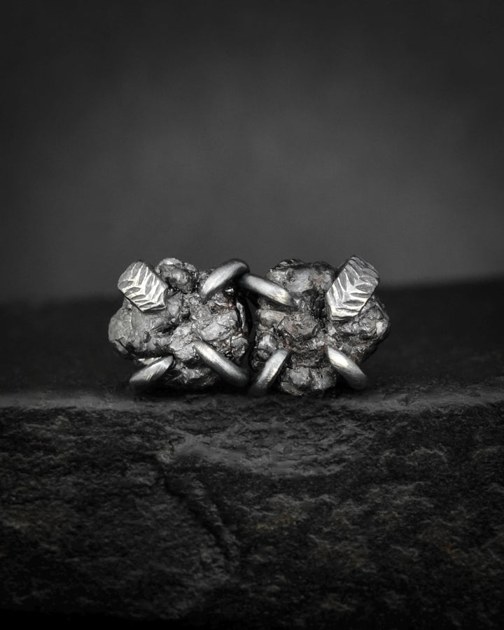 Raw Black Diamond Stud Earrings