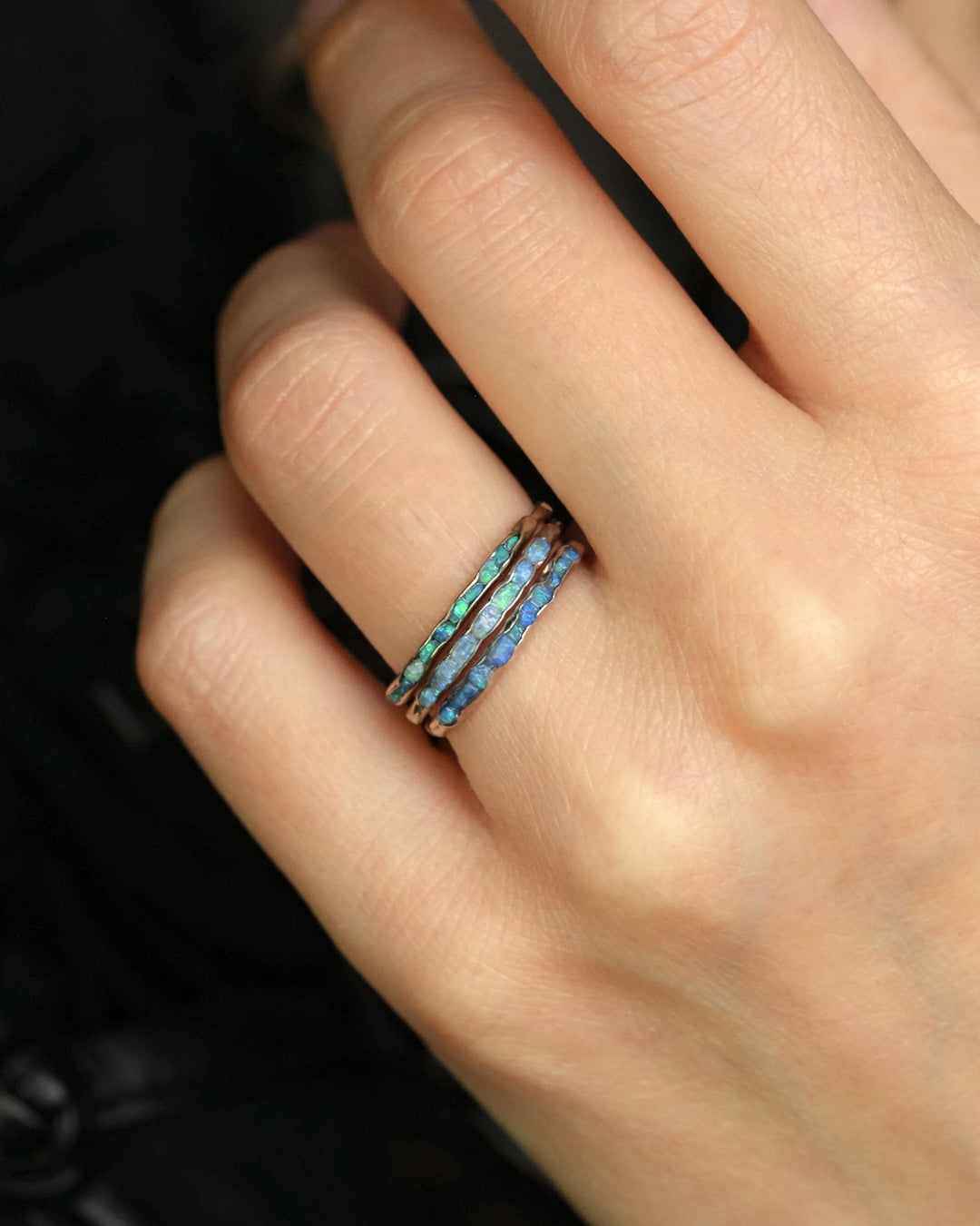 Raw Blue Australian Opal Ring