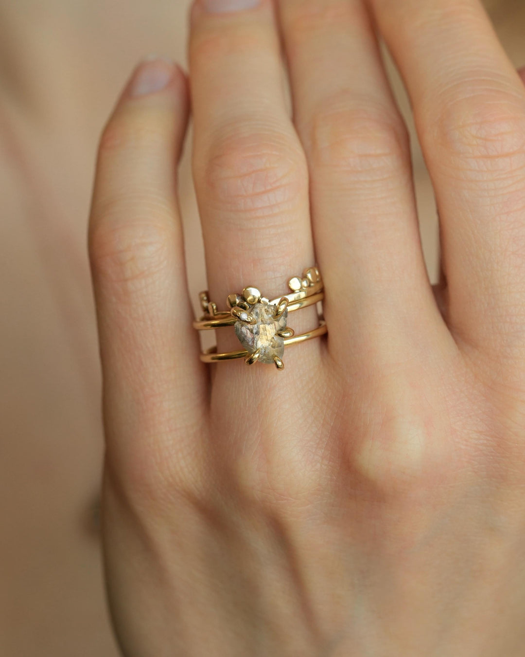 Double Band Raw Diamond Ring