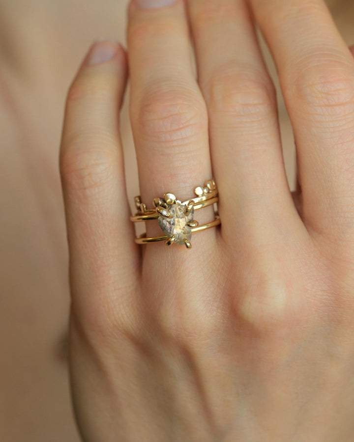 Double Band Raw Diamond Ring