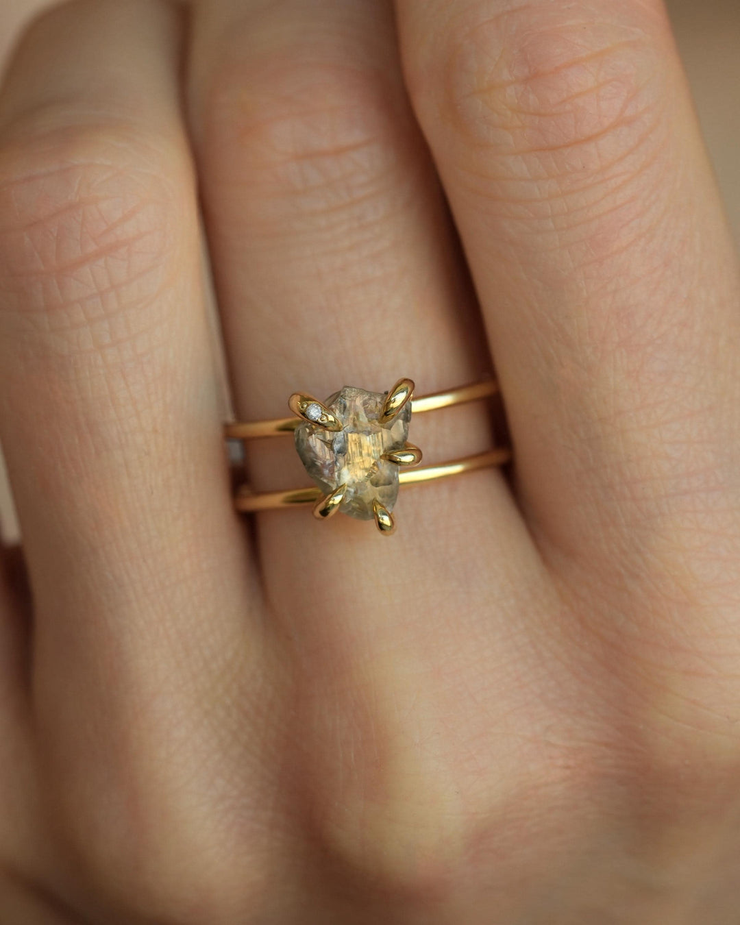 Double Band Raw Diamond Ring