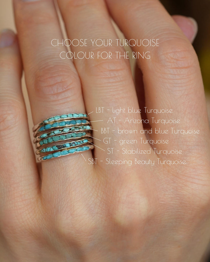 Raw Silver Turquoise Band Ring