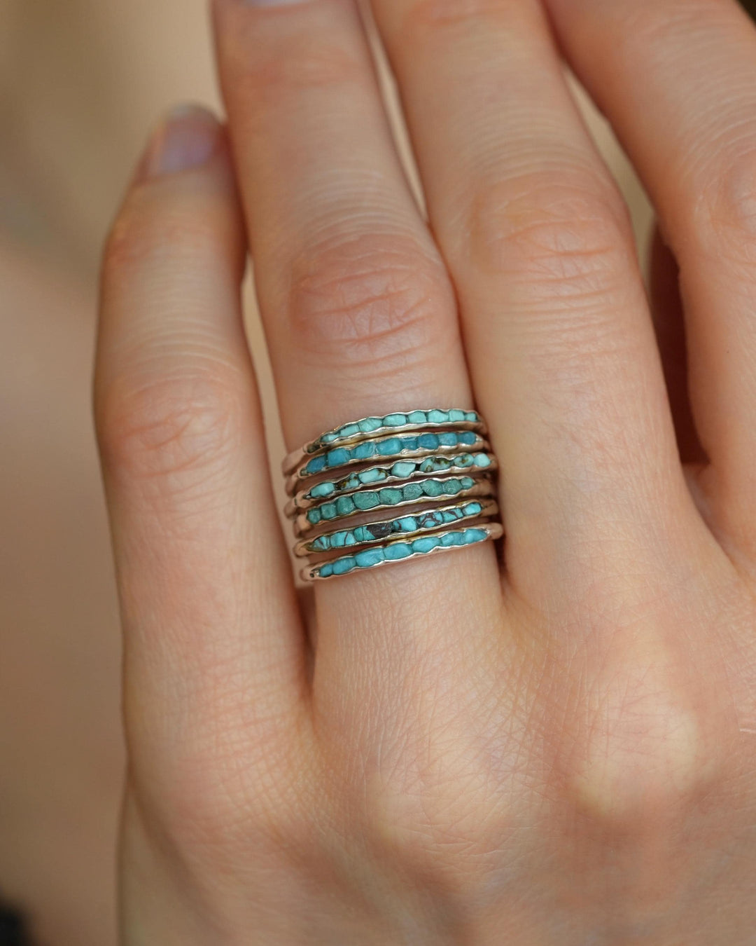 Raw Silver Turquoise Band Ring
