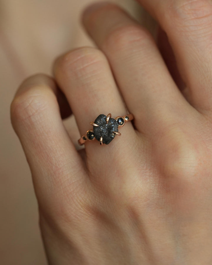 5 Black Diamond Engagement Ring