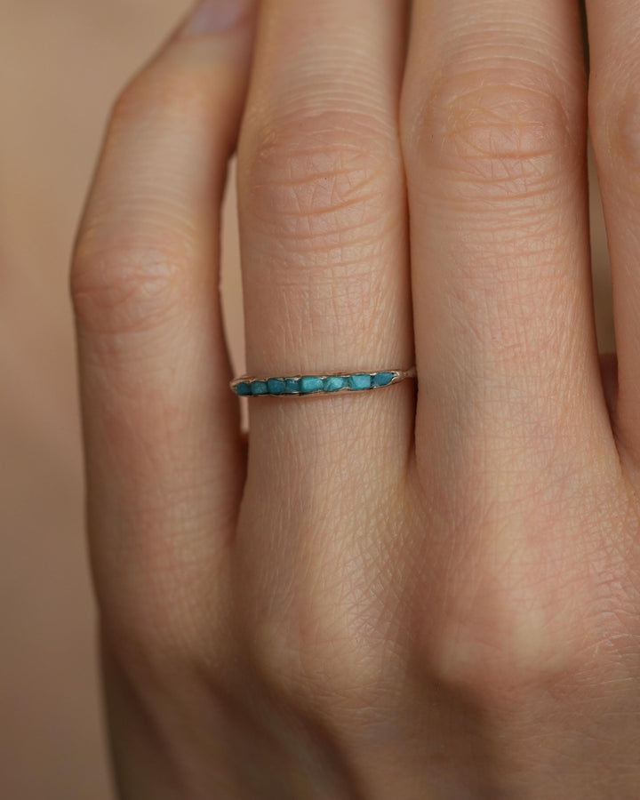 Raw Silver Turquoise Band Ring