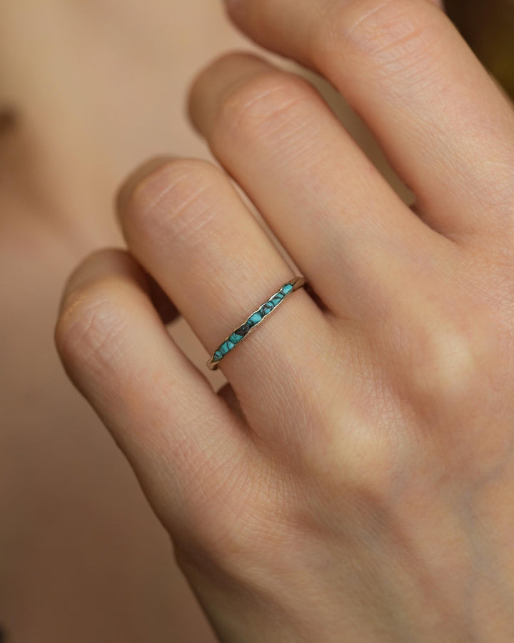 Raw Silver Turquoise Band Ring