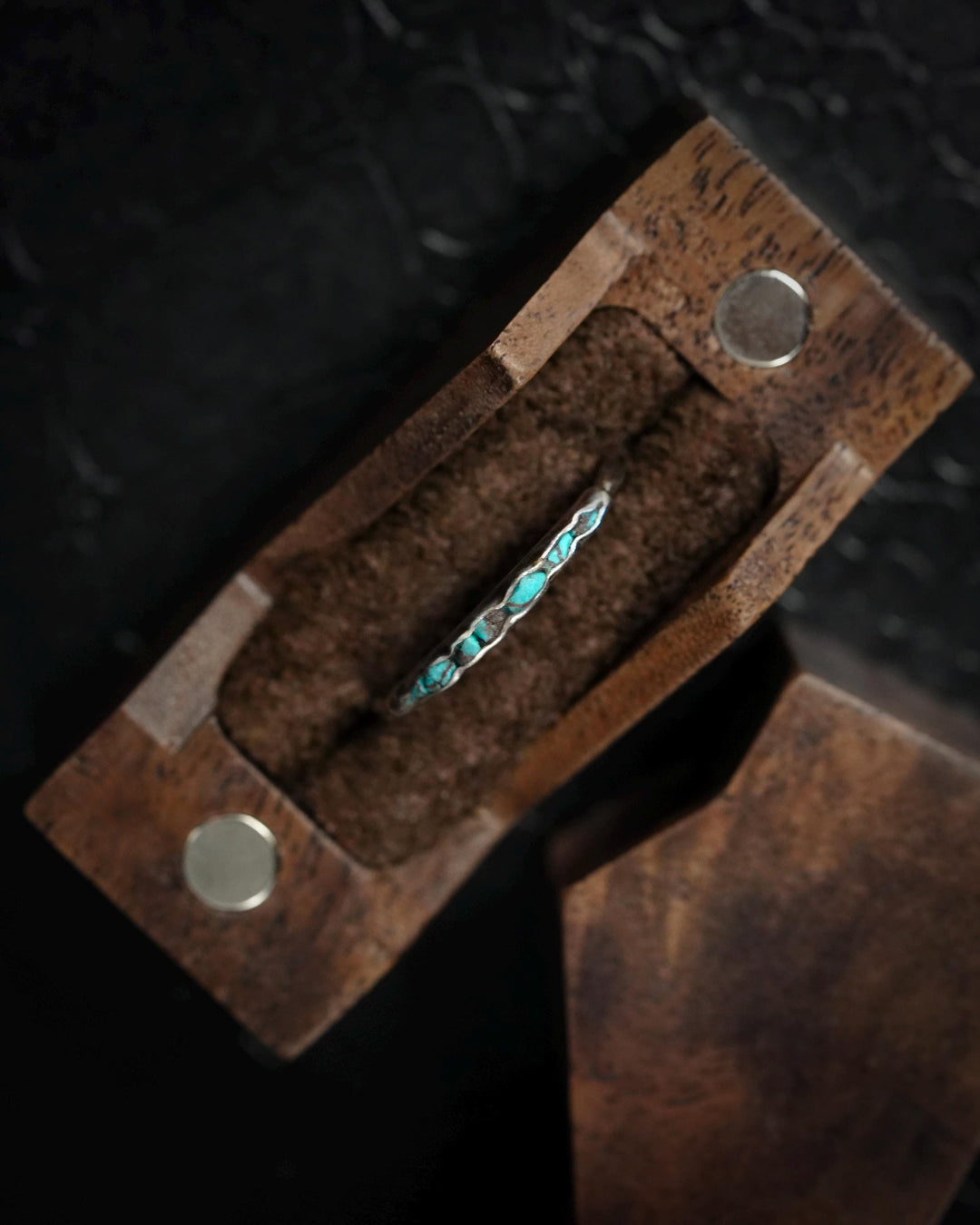 Raw Silver Turquoise Band Ring