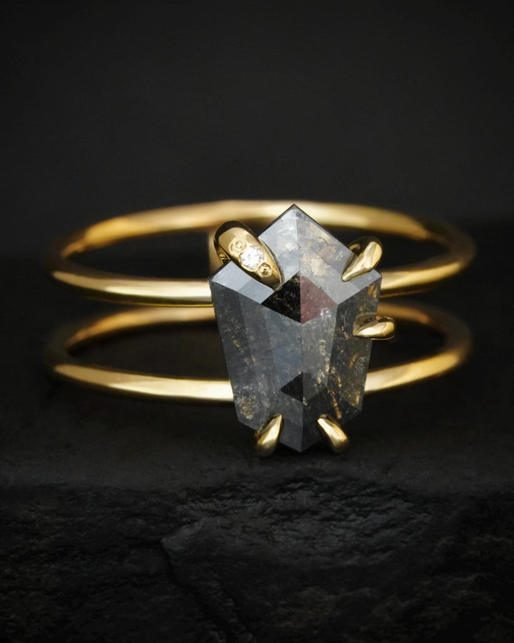 Black Hexagon Shield Diamond Ring