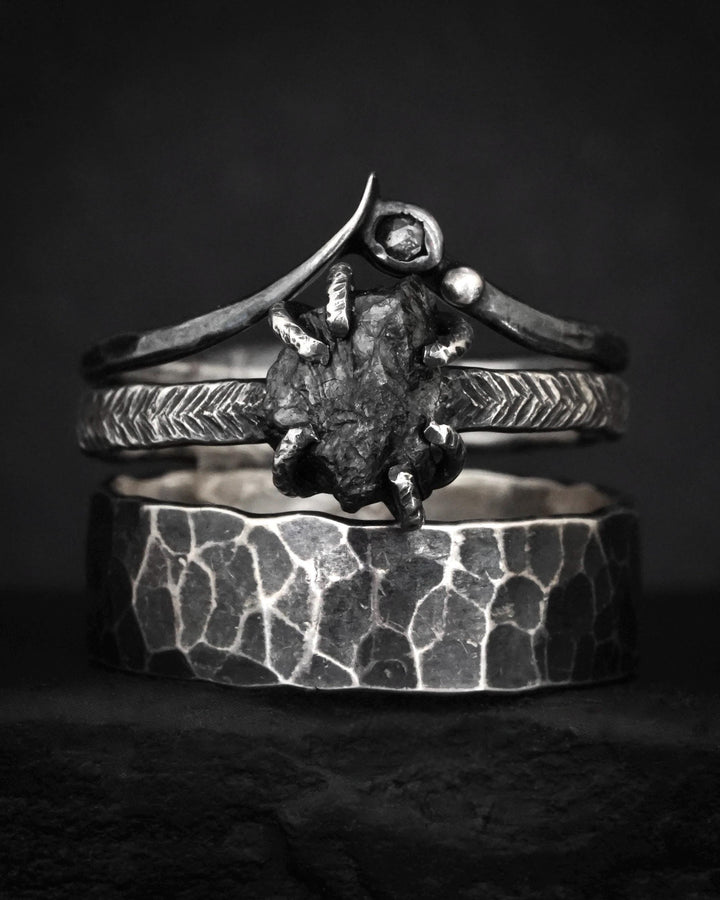 Raw Black Diamond Engagement Ring
