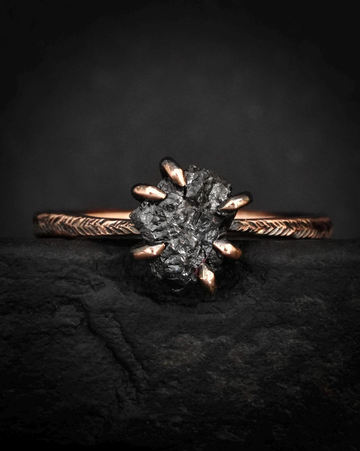 Rustic Raw Black Diamond Ring