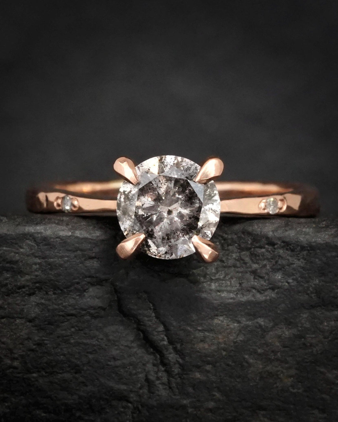 Round Salt and Pepper Diamond Ring