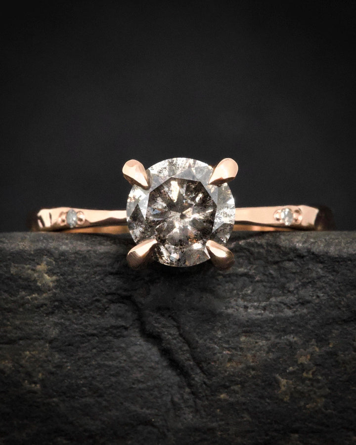 Round Salt and Pepper Diamond Ring