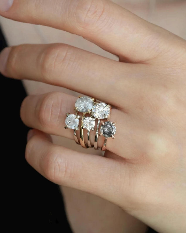 Round Salt and Pepper Diamond Ring